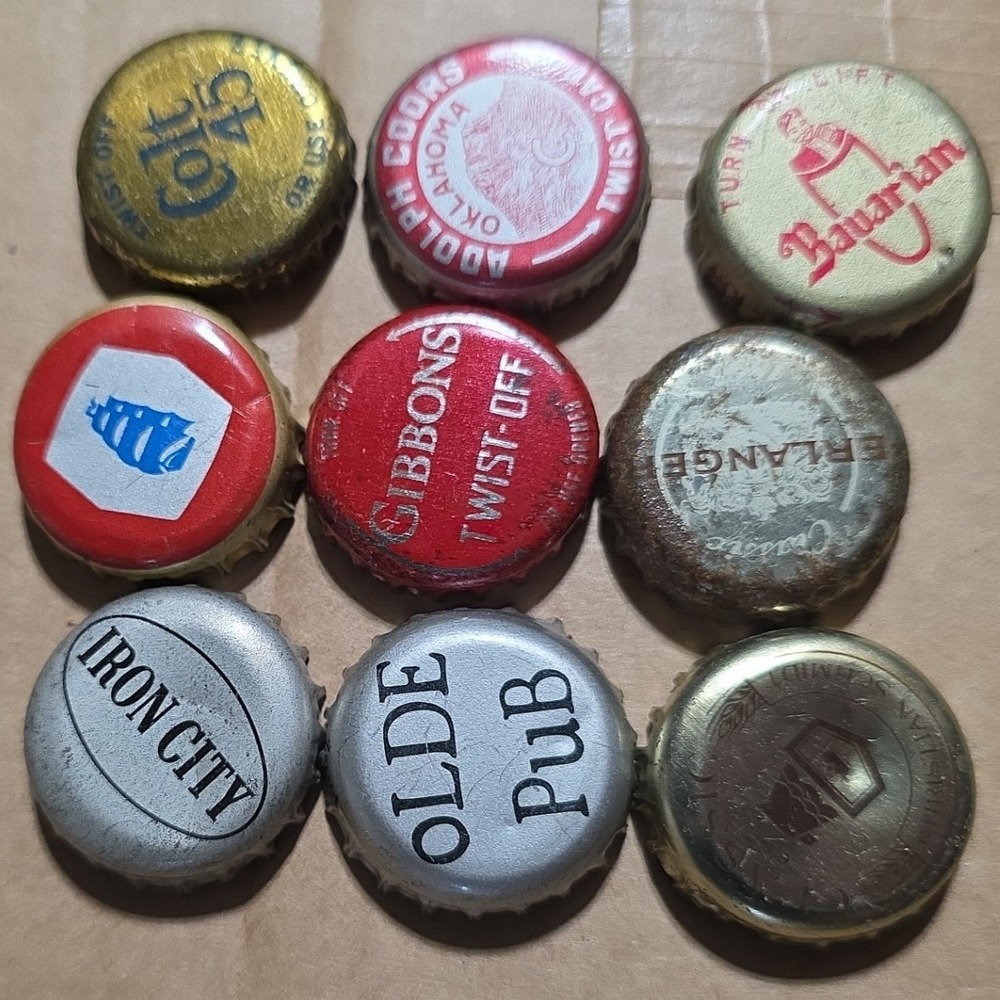 Vintage Beer Bottle Cap Lot Coors Colt 45 Iron City Gibbons Bavarian Erlanger